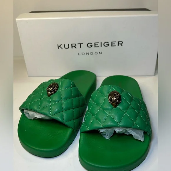 Kurt Geiger London Meena Eagle slide sandals in green Sz 7 - Picture 3 of 4